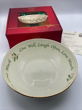 Lenox American by Design Holiday Sentiment Bowl Live Well, Love Often Box